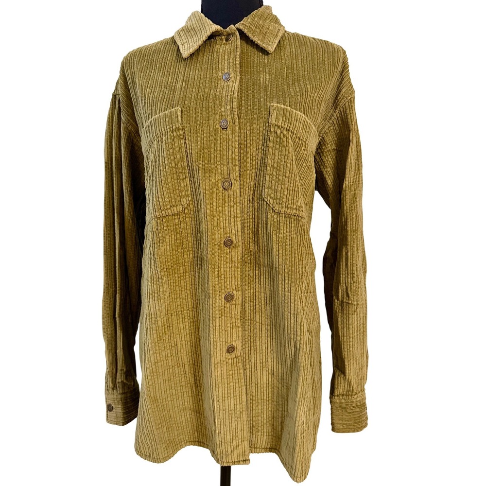 J. Jill Oversized Moss Green Wide Wale Corduroy Button Down Shacket‎ Size Large